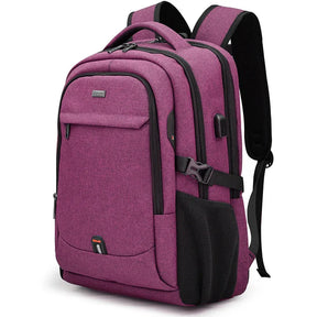 Black Executive Backpack TL084 with USB port, waterproof design, and fits up to 17-inch laptops – ideal for business or travel.