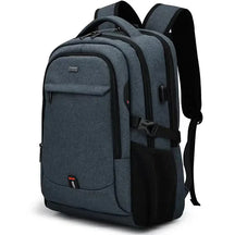 Black Executive Backpack TL084 with USB port, waterproof design, and fits up to 17-inch laptops – ideal for business or travel.