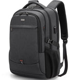 Black Executive Backpack TL084 with USB port, waterproof design, and fits up to 17-inch laptops – ideal for business or travel.