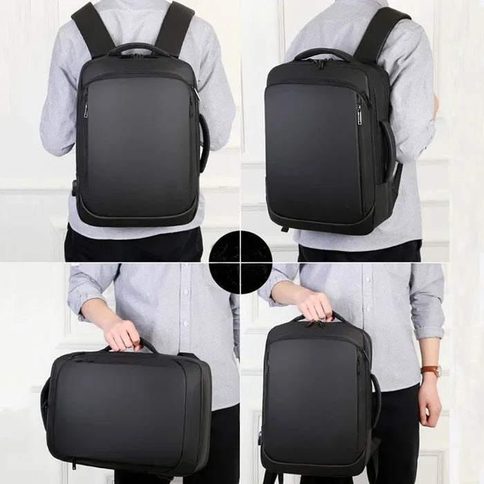 Bellmere TL086 executive backpack with USB port, fits 15" laptops, waterproof design, ideal for commuting and business travel.