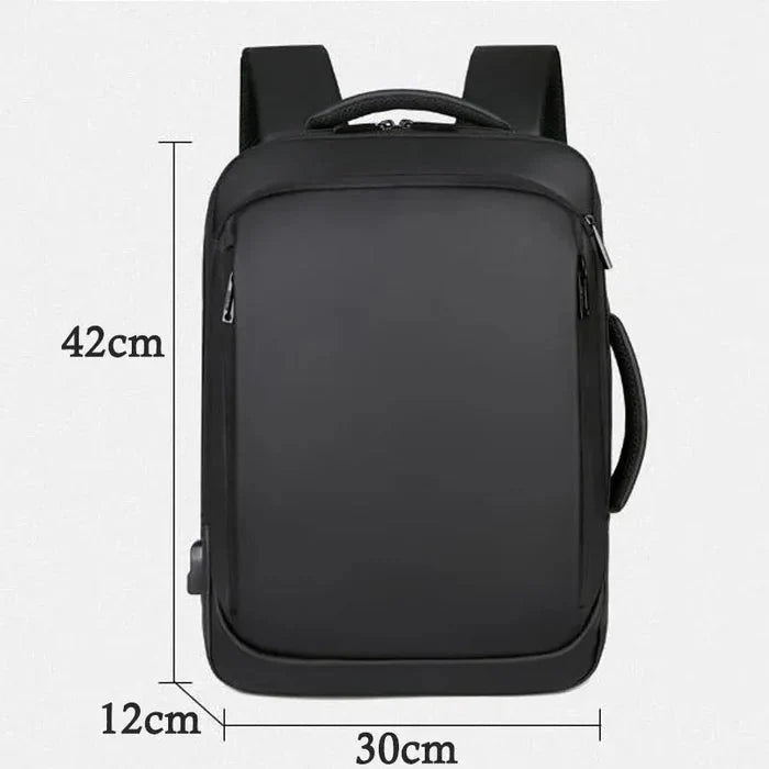 Bellmere TL086 executive backpack with USB port, fits 15" laptops, waterproof design, ideal for commuting and business travel.