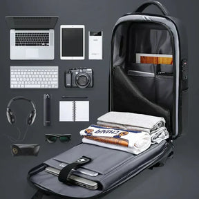 Bellmere TL087 executive backpack, expandable, waterproof, with USB port, fits 14" laptops—sleek and functional for everyday business use.