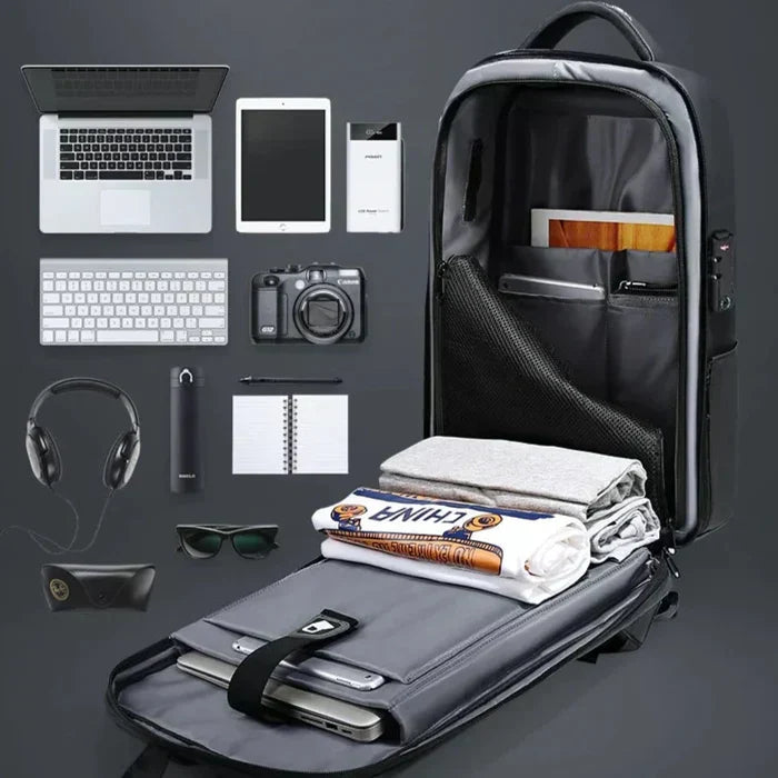 Bellmere TL087 executive backpack, expandable, waterproof, with USB port, fits 14" laptops—sleek and functional for everyday business use.